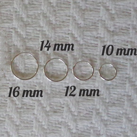 Sterling Silver Hinged Hoop Earrings, 10mm-16mm Circle Size, Real 925 Silver - Picture 1 of 3